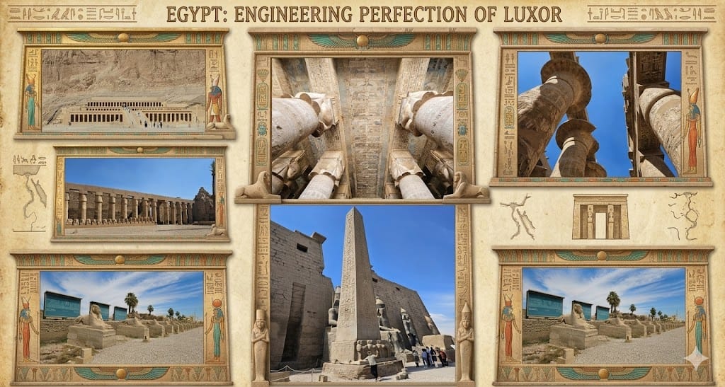 Temples of Luxor, Egypt — colossal columns & axial alignment